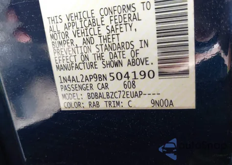 2011 Nissan Altima 2.5 S z USA, uszkodzony, nr VIN 1N4AL2AP9BN504190